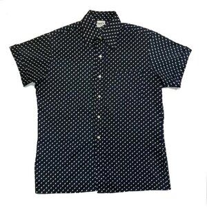 Vintage Chillenger Button Up Short Sleeve Navy Pattered Short Sz: M